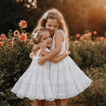 Ivory Smocked Ruffled Linen Knee Length Dress Wedding Holiday Recital Toddler Junior Youth