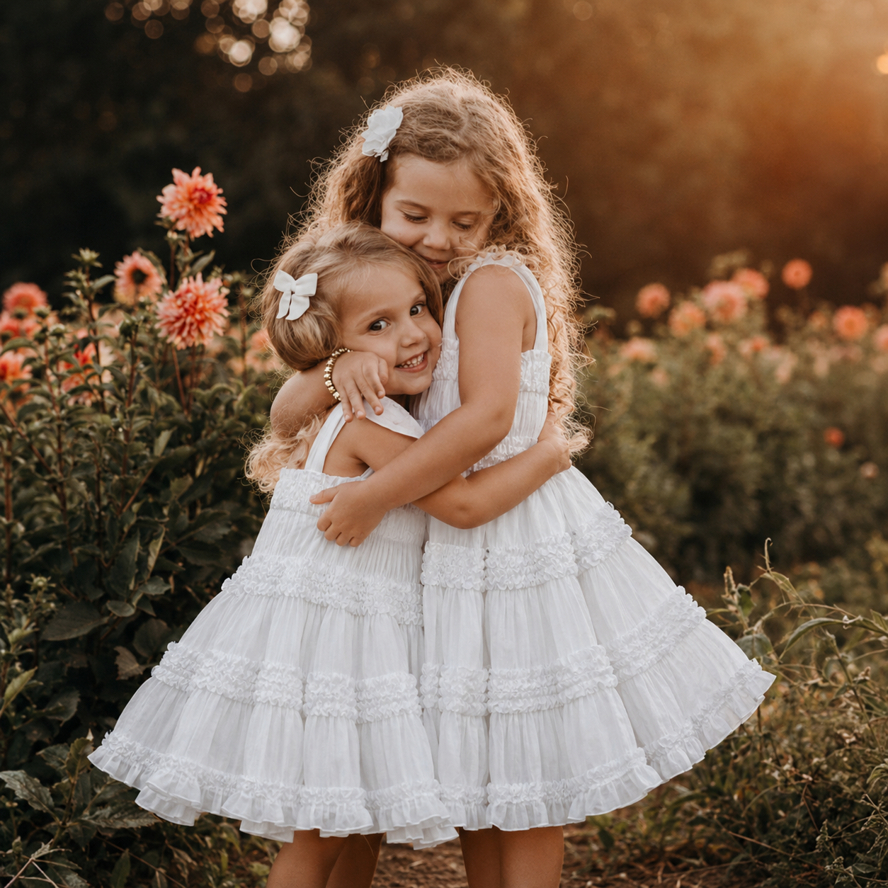 Ivory Smocked Ruffled Linen Knee Length Dress Wedding Holiday Recital Toddler Junior Youth