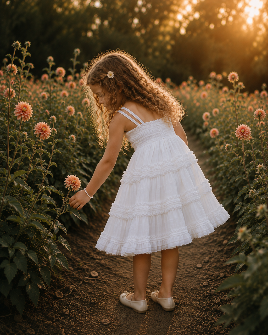 Ivory Smocked Ruffled Linen Knee Length Dress Wedding Holiday Recital Toddler Junior Youth