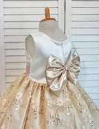 Boho Champagne Ivory Flower Girl Dress Knee Length Wedding Holiday