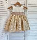 Boho Champagne Ivory Flower Girl Dress Knee Length Wedding Holiday