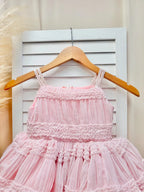 Linen Blush Pink Chiffon Linen Spaghetti Flower Girl Knee Length Toddler Junior Dress