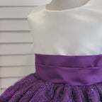 Plum Embroidery Knee Length Dress Eggplant Bridesmaid Flower Girl Junior Youth Toddler