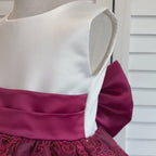 Burgundy Ivory Embroidery Floral Sequin Knee Length Maroon Dress